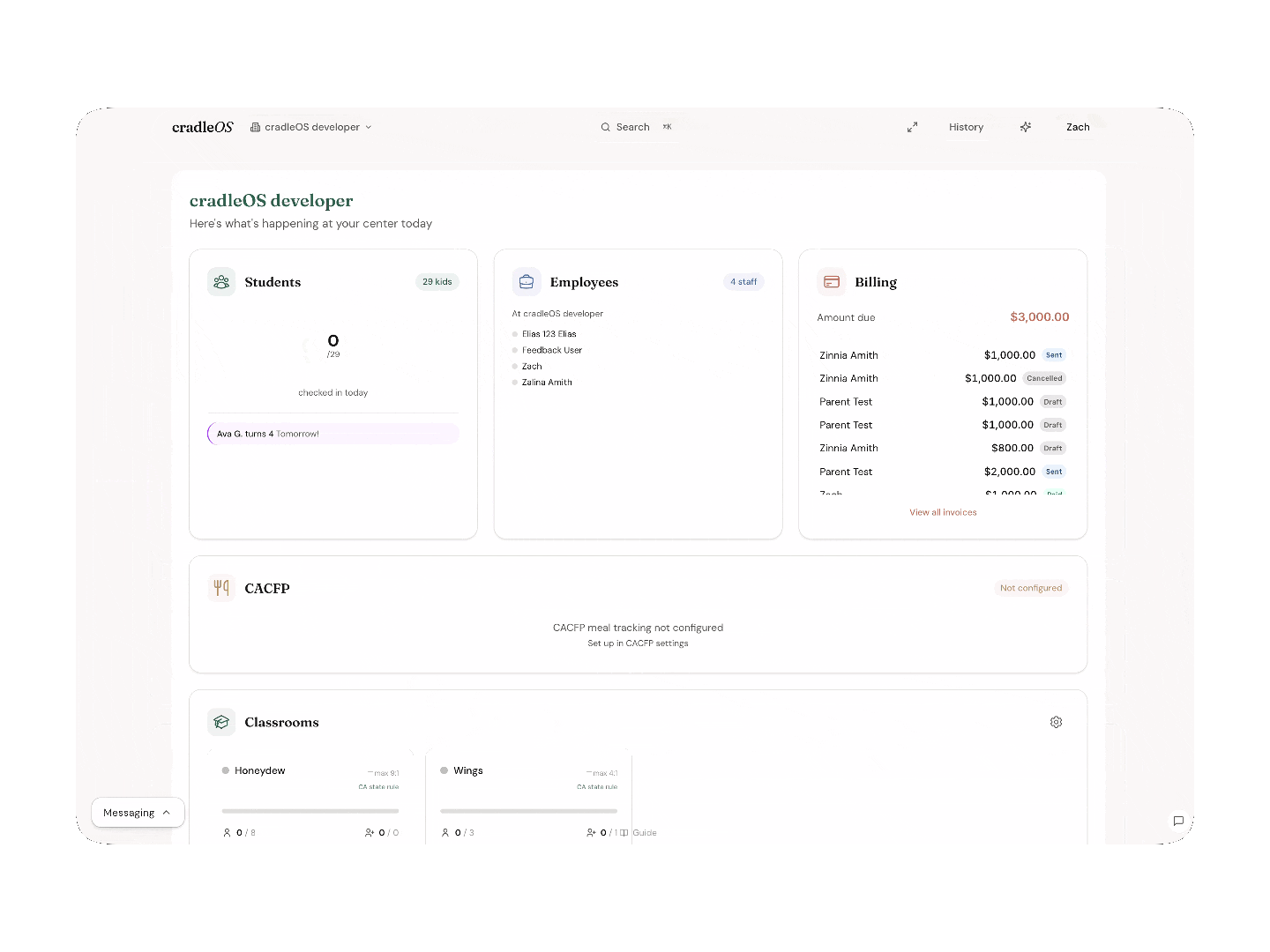 Search bar finding children, families, and staff instantly